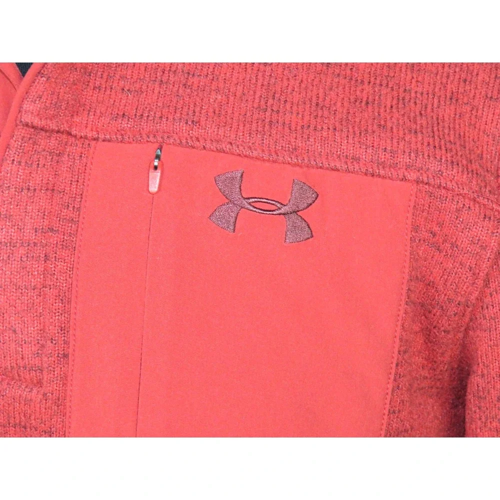 Under‎ Armour Cold Gear Orange 1/4 Zip Pull Over Sweater Fleece Jacket Men's MED